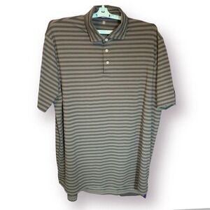 Ralph Lauren RLX Mens XXL Grey Black Striped Wicking Performance Golf Polo Shirt